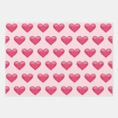 ピンクハートパターンバレンタインデーテーマ ラッピングペーパーシート (正面2)