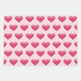 ピンクハートパターンバレンタインデーテーマ ラッピングペーパーシート