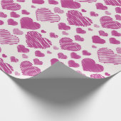 ピンクハートパターンバレンタインデー ラッピングペーパー (角)