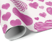 ピンクハートパターンバレンタインデー ラッピングペーパー (ロールコーナー)