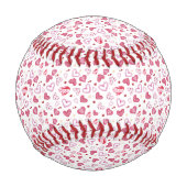 ピンクハートパターンバレンタインデー 野球ボール (裏面)