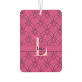 ピンクハートパターンモノグラムと名前カスタム カーエアーフレッシュナー (裏面)
