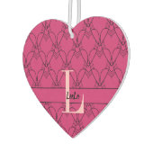 ピンクハートパターンモノグラムと名前カスタム カーエアーフレッシュナー (左)