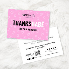 ピンクハートパターン事業サンキューカード サンキューカード