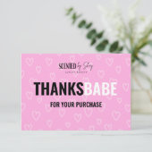 ピンクハートパターン事業サンキューカード サンキューカード (スタンド正面)