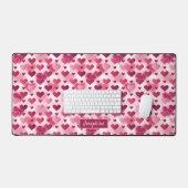 ピンクハートパターン付き名前をカスタムする デスクマット (キーボード&マウス)
