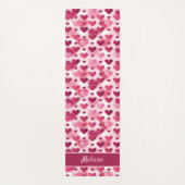 ピンクハートパターン付き名前をカスタムする ヨガマット (正面)