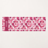 ピンクハートパターン付き名前をカスタムする ヨガマット (正面(横))