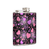 ピンクハートパターン01黒BG フラスク (右)