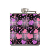 ピンクハートパターン01黒BG フラスク (裏面)