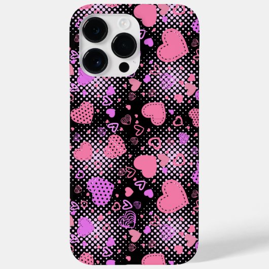 ピンクハートパターン01黒BG Case-Mate iPhoneケース (裏面)