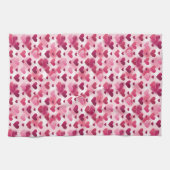 ピンクハートパターン キッチンタオル (横)