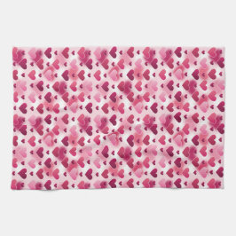 ピンクハートパターン キッチンタオル