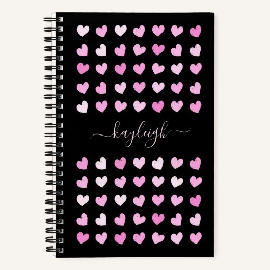 ピンクハートパターン ノートブック (正面)