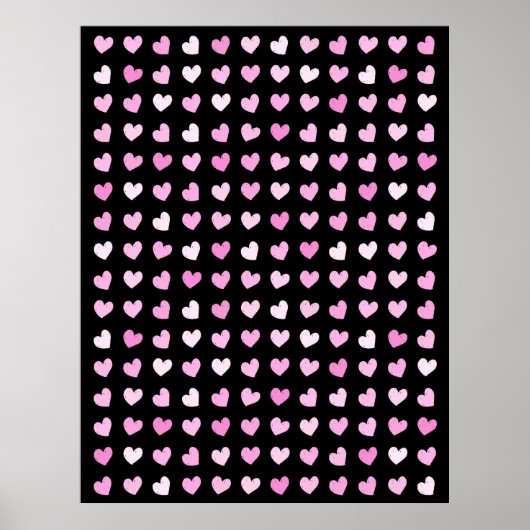 ピンクハートパターン ポスター (正面)
