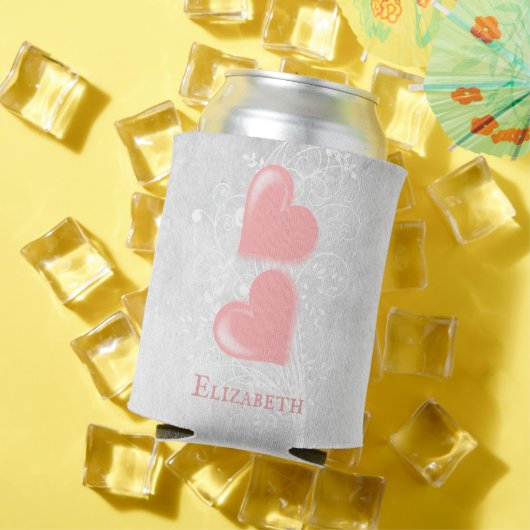 ピンクハートパーソナライズされたクーラーボックス 缶クーラー (インサイチュ 夏)