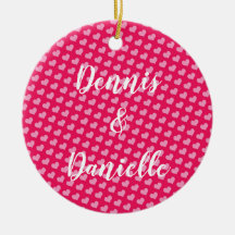 ピンクハートパーソナライズされたセラミックオーナメント