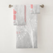 ピンクハートパーソナライズされたバスタオルセット バスタオルセット (インサイチュ)