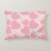 ピンクハートパーソナライズされたバレンタイン アクセントクッション (正面)