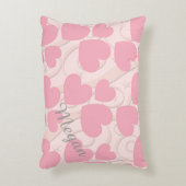 ピンクハートパーソナライズされたバレンタイン アクセントクッション (正面(垂直))