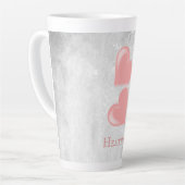 ピンクハートパーソナライズされたラテマグカップ カフェラテマグ (左アングル)