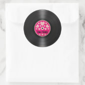 ピンクハートパーソナライズされたレコード ラウンドシール (バッグ)