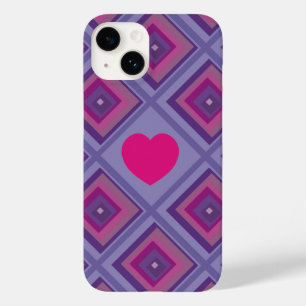 ピンクハートパープルガーリーダイヤモンドトレンドスクエア Case-Mate iPhone 14ケース