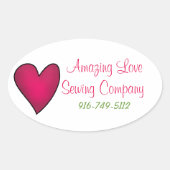 ピンクハートビジネスカスタムステッカー 楕円形シール (正面)