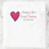 ピンクハートビジネスカスタムステッカー 楕円形シール (バッグ)