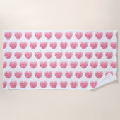 ピンクハートビーチタオル ビーチタオル (正面)