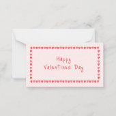 ピンクハートビーマイミニバレンタイン ノートカード (裏面)
