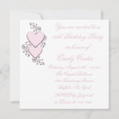 ピンクハートピンクスウィート16パーティー 招待状 (裏面)