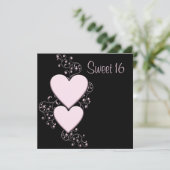ピンクハートピンクブラックスウィート16誕生日パーティー 招待状 (スタンド正面)