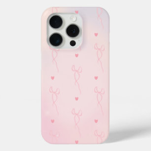 ピンクハートピンクボウ iPhone 15 PROケース