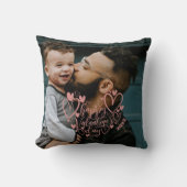 ピンクハートファミリー写真ハッピーバレンタインデーThr クッション (正面)