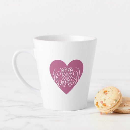 ピンクハートフィリグレかわいらしーデザインフィリグレMug カフェラテマグ (インサイチュ)