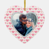ピンクハートフェイクダイヤモンドバレンタイン写真テンプレート セラミックオーナメント (正面)