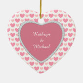 ピンクハートフェイクダイヤモンドバレンタイン写真テンプレート セラミックオーナメント (裏面)