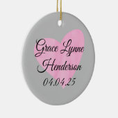 ピンクハートフォトクリスマスオーナメントベビーガール セラミックオーナメント (右)