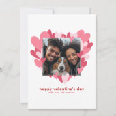 ピンクハートフォトフレームバレンタインデー シーズンカード (正面)