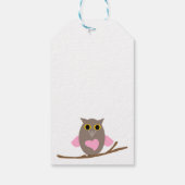 ピンクハートフクロウフローラ水彩ハッピーバースデー ギフトタグ (裏面)