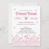 ピンクハートフラワーズウィメンズチャーチリトリート 招待状 (正面)