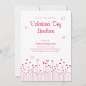 ピンクハートフラワーズバレンタインデー 招待状 (正面)