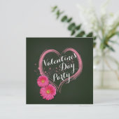 ピンクハートフラワーズバレンティーンズデイパーティの招待状 招待状 (スタンド正面)