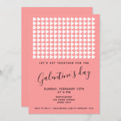 ピンクハートフレンドガレンティネの日 招待状 (正面/裏面)