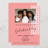 ピンクハートフレンドフォトガレンティネ`s Day  招待状 (正面/裏面)