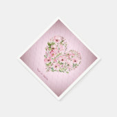 ピンクハートフローラナプキン スタンダードカクテルナプキン (角)