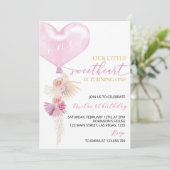 ピンクハートフローラバレンタイン誕生日 招待状 (スタンド正面)