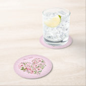 ピンクハートフローラ紙コースター ラウンドペーパーコースター (インサイチュ)