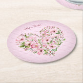 ピンクハートフローラ紙コースター ラウンドペーパーコースター (アングル)